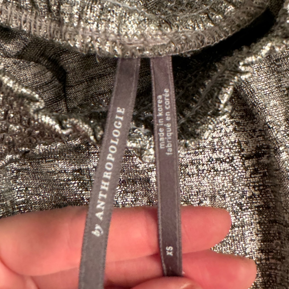 Anthropologie MAIAH SHIMMER TUBE TOP Silver Party Blouse XS - Picture 5 of 9